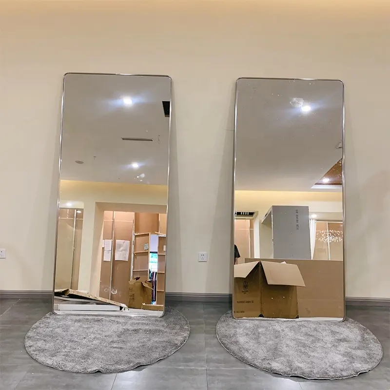 Clothes Store Custom Size Modern Hung Wall Decorative Mirrors Arch Aluminum Alloy Floor Standing Mirror For Sale