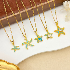 Hot Sale Ocean Style Starfish Scallop <b>Copper</b> 18K Gold Plated Necklace Minimalist Design Women Fashion Jewelry Accessories - Product Image 5