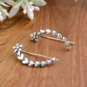 Gold and Silver heart shape <b>Ear</b> Climber <b>Cuff</b> <b>Earrings</b> Trendy Triangle Jewellery Perfect Gift for Her-Heart Shape Brass <b>Earrings</b> - Product Image 5