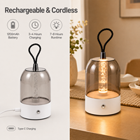Lampe de bureau LED moderne portable sans fil 5V à batterie, ambiance bulle, protection oculaire, intensité réglable, commande tactile, pour lecture et chambre à coucher