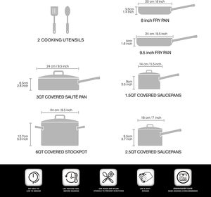 12-Mảnh Tốt Nhất Bán Chất Lượng Cao Cứng Nhà Bếp Chảo Và Chậu Đặt Nhà Bếp Đúc Sắt Không Dính <span class=keywords><strong>Cookware</strong></span> <span class=keywords><strong>Set</strong></span> Nấu Ăn - Product Image 6