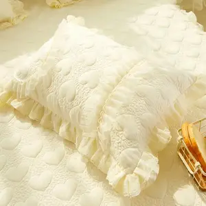 होटल ठोस रंग बिस्तर स्कर्ट के साथ रानी आकार