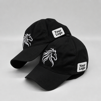 Casquette de baseball noire de haute qualité avec logo brodé personnalisé, 6 panneaux, en sergé de coton, broderie OEM, vente en gros d'usine