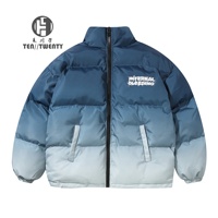 Veste décontractée pour homme sur mesure, style streetwear, dégradé, coupe ample, manteau d'hiver avec col montant et motif dégradé chaud