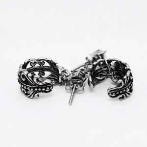 yunnique Clip-on <b>Earrings</b> Titanium Steel <b>Black</b> White Zircon <b>Studs</b> Geometric Design Fashion Ear Clips For Women - Product Image 2