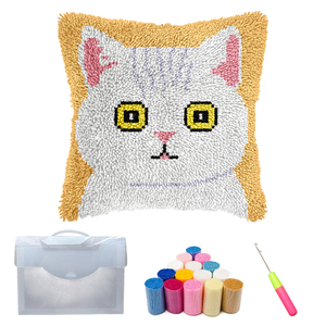 Custom Pattern DIY Cat Latch Hook Pillow Kit Handmade Home Decor Yarn Decoration Craft Gift Textile & Fabric Crafts