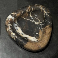 Plateau triangulaire en marbre naturel Stonekocc Portoro, effet encre éclaboussée, moderne, multifonctionnel, décoratif, pour fruits, bijoux, rangement