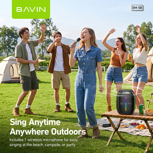 Altavoz de Karaoke Portátil BAVIN BM58 de 250W, Micrófono Inalámbrico, 12000mAh, Luz RGB <span class=keywords><strong>para</strong></span> Fiestas al Aire Libre, Correa <span class=keywords><strong>para</strong></span> el Hombro, Linterna - Product Image 6