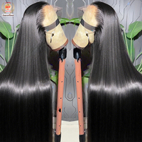 Cheveux humains vierges de 30 à 50 pouces, sans colle, transparents HD pour perruques Lace Front, pré-coupés, cuticules alignées, non traités, avec baby hair