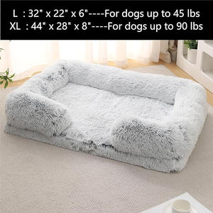 Groothandel Op Maat Grijs Pluche Orthopedisch Kalmerend Kauwbestendig <span class=keywords><strong>Ortho</strong></span> Rechthoek Hondenbed Traagschuim Diepe Slaap Grote Hond Bedmat - Product Image 6