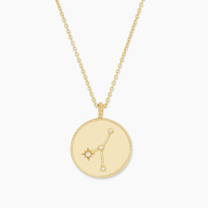 Commercio all'ingrosso Trendy 925 Sterling Silver 18k oro Cubic Zirconia astrologia <span class=keywords><strong>oroscopo</strong></span> 12 segno zodiacale collana con ciondolo moneta per le donne - Product Image 1
