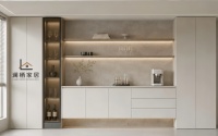 Buffet de luxe moderne avec éclairage LED - Meuble de rangement minimaliste et armoire à vin avec étagères ouvertes