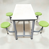 Ensemble table et chaises de cantine en bois, set de table pliant pour table à manger avec chemin de table, en métal, rectangulaire