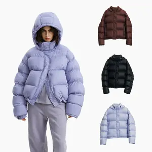 European Custom Clothing Top Design Women Down Jacket for Winter with Big Scarf Russia Butterfly Canada Australia