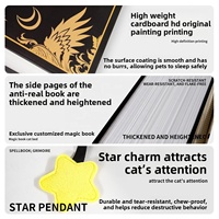 Lit-griffoir pour chat personnalisable en forme de livre magique, noir, en carton ondulé durable