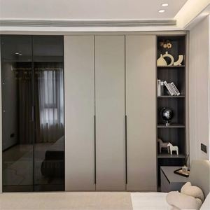 Armarios de Ropa Modernos de Lujo, Juego de Muebles Personalizados para el Hogar, Hotel, Dormitorio, Puerta de Vidrio, Diseño de Armario Vestidor de Madera - Product Image 4