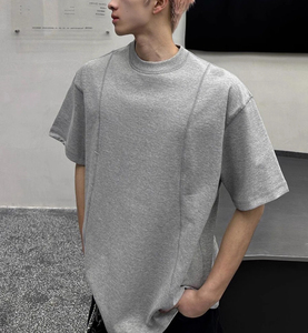 Summer Cool <span class=keywords><strong>Basic</strong></span> Loose <span class=keywords><strong>Fit</strong></span> Camiseta de color sólido Camiseta de gran tamaño de algodón 100% de calidad <span class=keywords><strong>premium</strong></span> personalizada para hombres - Product Image 1