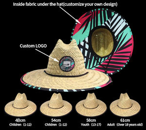 Chapeau de paille personnalisé pour l'extérieur, imprimé soleil, été, surf, plage, pêche naturelle, style sauveteur - Product Image 6
