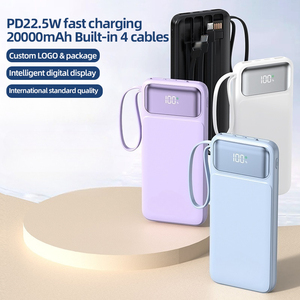 Batería Externa Portátil de Polímero de Litio de 20000 mAh de Alta Calidad con Carga Rápida PD de 22.5 W, Pantalla Digital y Cable USB Integrado - Product Image 2
