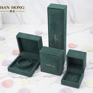 Оптовая продажа, роскошное ожерелье, браслет, серьги, кольцо, упаковка, ювелирный набор, коробка с логотипом премиум-класса, бархатная зеленая шкатулка для ювелирных изделий - Product Image 5