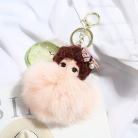 Creative Fox Hair Accessoire Voiture Porte-clés Sac Pendentif En Gros Bon Prix 3D Poupée Porte-clés