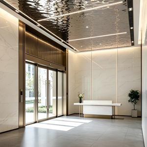 Panneaux de mur-rideau modernes transparents à surface miroir, anti-corrosion, pour l'extérieur des bâtiments, design contemporain - Product Image 2