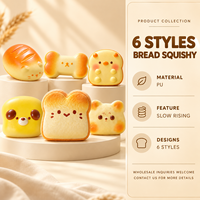 6 Styles de Jouets Squishy Mignons en Forme de Pain, en PU Souple à Remontée Lente, Animaux de Dessin Animé, Toast, Jouets Anti-Stress à Presser pour Enfants de 5 à 7 Ans, Vente en Gros