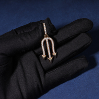 Mode hommes Hip Hop bijoux 925 argent Sterling VVS Moissanite diamant collier vente chaude glacé Trident pendentif