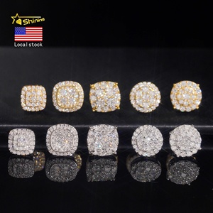 Spedizione Rapida, Disponibilità Locale, Orecchini in <span class=keywords><strong>Argento</strong></span> <span class=keywords><strong>925</strong></span> con Moissanite VVS Certificata GRA, Stile Hip Hop con Chiusura a Vite - Product Image 1