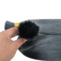 Cheveux humains en vrac à cuticules intactes, gris bleu, soyeux et lisses, saines extrémités complètes, bleu cendré, double tirage, pour tressage