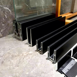 גדר זכוכית פרופיל אלומיניום שחור מחוץ ערוץ u בסיס זכוכית בסיס מעקה מרפסת זכוכית מעקה מעקה זכוכית מעקה מעקה - Product Image 1