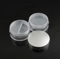 Pot de maquillage vide en argent de 50ml, boîte de poudre transparente en plastique, pot de poudre libre, pot d'emballage cosmétique avec tamis