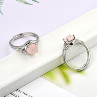 Accessoires femmes pierre naturelle Rose Quartz cristal bague exquise 8mm laiton facette cristal anneau