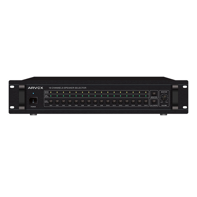 RT-16MXM pa System Speaker Amplifier Switch Multi Digital Audio Source signal Selector with Monitor and Alarm Beep Source Input