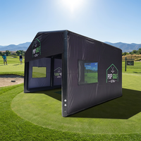 Tente de simulateur de golf gonflable - Enclos d'entraînement de golf professionnel gonflable intérieur/extérieur avec écran de projection et pompe à air