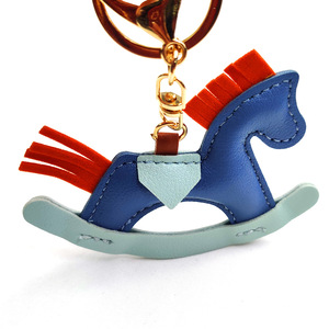 Nouveautés : Porte-clés pendentif <span class=keywords><strong>cheval</strong></span> <span class=keywords><strong>à</strong></span> <span class=keywords><strong>bascule</strong></span> <span class=keywords><strong>en</strong></span> cuir PU fait main, motif dessin animé mignon - Product Image 6