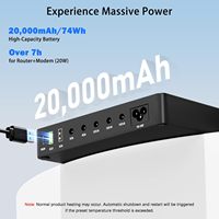 Estaciones de Energía Portátiles Mini UPS con Batería de Respaldo, Estación de Carga de 20000mAh/74Wh, PD65W, QC3.0, Protector de Sobretensión para Router/Teléfono/Cámara/Computadora