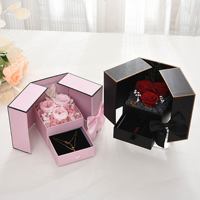 Boîte cadeau double porte tiroir pour bijoux, rouges à lèvres et savons en forme de rose, faite à la main, recyclable, avec pelliculage mat et gaufrage, pour la Saint-Valentin