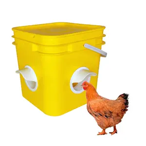 Automatic Poultry chicken feeder barrel Bucket Trough with diy chicken feeder ports