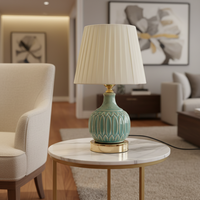 Lampe de bureau en céramique de style américain MKMJ, lumière de luxe, lampe de chevet chaude, lampe de table à intensité variable tactile pour la décoration de la chambre à coucher