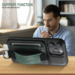 Funda de teléfono SUTENI, correa de muñeca, hebilla de anillo, tarjetero de piel sintética, soporte para iPhone 17 Pro Max 16 Plus 15 14 13 <span class=keywords><strong>Mini</strong></span> 12 11 - Product Image 5