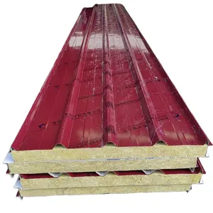 100mm Prefabricated Steel Structure Rock Wool Wall Roof Insulated Sandwich Panels Container Houses Rock Wool Sandwich Panel Wall