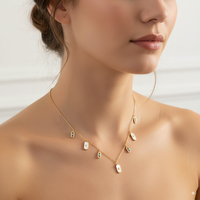 Collier en cuivre plaqué or et argent, personnalisé en usine, avec incrustations de coquillages, de turquoise et de zircon, pendentif délicat pour femme, cadeau de bijoux