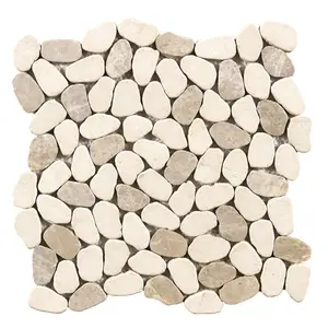 Mixed marble slice Pebble mosaic tile natural stone marble stone slice wall floor tiles random mesh stone tiles out door