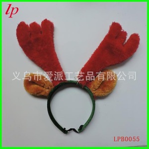 Bandeau en peluche avec bois de renne, élastique et réglable, chapeau de Noël LPB0055 - Product Image 1