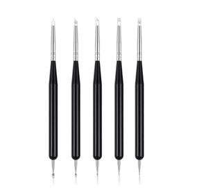 Ensemble de 5 outils à points pour ongles double face, manche en plastique noir, stylos à points pour la manucure, la décoration des ongles - Product Image 4