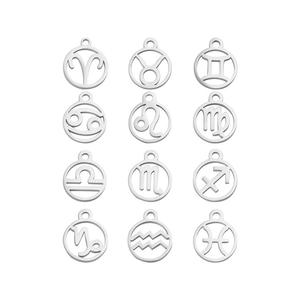Pendentifs en plaqué or 12 signes du zodiaque en acier inoxydable pour la fabrication de bijoux, vente en gros - Product Image 5