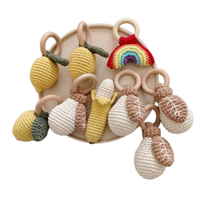Ensemble de hochets en tissu crocheté à la main, fruits arc-en-ciel, multi-pièces, décoration bohème, nouveau cadeau pour bébé, décoration de la maison - Product Image 1