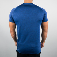 T-shirt 89% Polyester pour homme, haut avec 11% élastique à séchage rapide, pour le Gym, l'athlétisme actif et la Gym