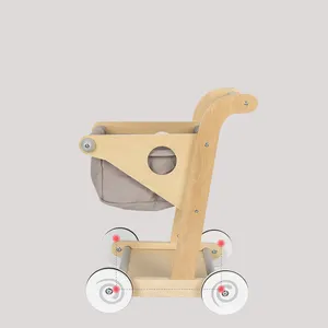 売れ筋かわいい木製ホームショッピングカート新デザイン高品質男の子女の子シミュレーションロールプレイング教育玩具